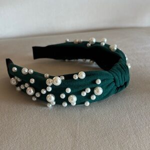 NEW! Plunder headbrand Elegant Green Pearl-Embellished Headband